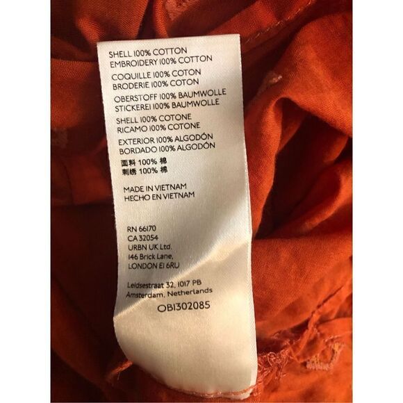 Anthropologie Pilcro harvest orange tiered tunic with metal button accents down - Picture 16 of 16